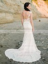 Trumpet/Mermaid Scoop Neck Sweep Train Silk-like Satin Appliques Lace Wedding Dresses #PDS00023725