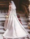 Ball Gown Scoop Neck Sweep Train Satin Bow Wedding Dresses #PDS00023727