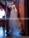 Trumpet/Mermaid V-neck Sweep Train Lace Wedding Dresses #PDS00023729