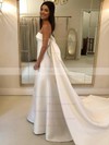 A-line Strapless Court Train Satin Wedding Dresses #PDS00023734