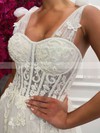A-line Sweetheart Sweep Train Tulle Appliques Lace Wedding Dresses #PDS00023753