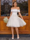 A-line Off-the-shoulder Knee-length Organza Wedding Dresses #PDS00023757