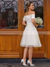 A-line Off-the-shoulder Knee-length Organza Wedding Dresses #PDS00023757