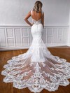 Trumpet/Mermaid V-neck Court Train Tulle Appliques Lace Wedding Dresses #PDS00023760