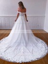 Princess Off-the-shoulder Court Train Tulle Appliques Lace Wedding Dresses #PDS00023764