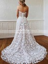 A-line Sweetheart Sweep Train Lace Wedding Dresses #PDS00023779