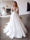 Ball Gown V-neck Sweep Train Organza Ruffles Wedding Dresses #PDS00023785