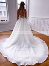 Ball Gown High Neck Court Train Organza Beading Wedding Dresses #PDS00023786
