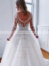 Ball Gown Scoop Neck Sweep Train Tulle Appliques Lace Wedding Dresses #PDS00023791
