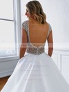 A-line V-neck Court Train Satin Beading Wedding Dresses #PDS00023794