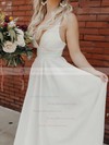 A-line V-neck Court Train Silk-like Satin Pockets Wedding Dresses #PDS00023805