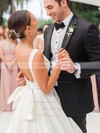 Ball Gown Scoop Neck Court Train Satin Bow Wedding Dresses #PDS00023810