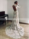 Trumpet/Mermaid High Neck Court Train Lace Wedding Dresses #PDS00023826