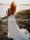 A-line V-neck Sweep Train Lace Wedding Dresses #PDS00023832