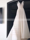 Ball Gown V-neck Chapel Train Tulle Pearl Detailing Wedding Dresses #PDS00023841