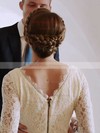 Sheath/Column Scalloped Neck Knee-length Lace Wedding Dresses #PDS00023843