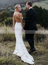 Trumpet/Mermaid Scoop Neck Court Train Lace Wedding Dresses #PDS00023849
