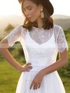 A-line Scoop Neck Sweep Train Tulle Lace Wedding Dresses #PDS00023855