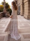 A-line Scoop Neck Sweep Train Lace Wedding Dresses #PDS00023858