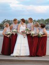A-line Scoop Neck Floor-length Chiffon Appliques Lace Bridesmaid Dresses #PDS01013779