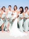 A-line V-neck Floor-length Chiffon Ruffles Bridesmaid Dresses #PDS01013793