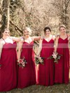 A-line V-neck Floor-length Chiffon Appliques Lace Bridesmaid Dresses #PDS01013797
