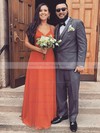 A-line V-neck Floor-length Chiffon Bridesmaid Dresses #PDS01013807