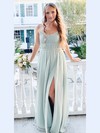 A-line V-neck Floor-length Chiffon Ruffles Bridesmaid Dresses #PDS01013812