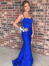 Trumpet/Mermaid Square Neckline Sweep Train Lace Beading Prom Dresses #PDS020106683