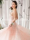 A-line One Shoulder Floor-length Tulle Beading Prom Dresses #PDS020106759