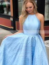 Ball Gown Scoop Neck Sweep Train Satin Beading Prom Dresses #PDS020106767