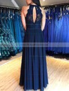 A-line Scoop Neck Floor-length Chiffon Lace Prom Dresses #PDS020106800