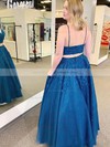 Ball Gown V-neck Sweep Train Tulle Beading Prom Dresses #PDS020106841