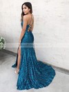 Trumpet/Mermaid Scoop Neck Sweep Train Sequined Split Front Prom Dresses #PDS020106868