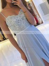 A-line Sweetheart Sweep Train Chiffon Beading Prom Dresses #PDS020106902