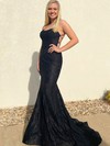 Trumpet/Mermaid Square Neckline Sweep Train Lace Beading Prom Dresses #PDS020106653