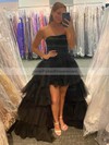 Princess Strapless Asymmetrical Tulle Tiered Prom Dresses #PDS020106693