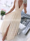 A-line V-neck Floor-length Chiffon Ruffles Prom Dresses #PDS020106708