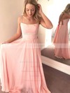 A-line Square Neckline Sweep Train Chiffon Prom Dresses #PDS020106715