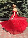 A-line Off-the-shoulder Floor-length Glitter Prom Dresses #PDS020106749