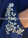 A-line Strapless Sweep Train Satin Beading Prom Dresses #PDS020106776