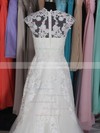 Court Train White Tulle with Appliques Lace Cap Straps V-neck Wedding Dresses #PDS00020662