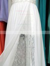 Good Sweep Train Beading V-neck White Lace Chiffon Wedding Dresses #PDS00020663