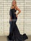 Trumpet/Mermaid Square Neckline Sweep Train Jersey Ruffles Prom Dresses #PDS020106873
