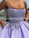 Ball Gown Square Neckline Floor-length Satin Beading Prom Dresses #PDS020106929