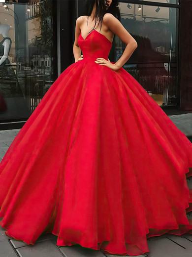 Ball Gown V-neck Floor-length Organza Prom Dresses #PDS020106939