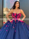 Ball Gown Square Neckline Floor-length Organza Flower(s) Prom Dresses #PDS020106961