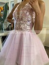 A-line V-neck Detachable Glitter Appliques Lace Prom Dresses #PDS020106969