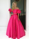 Ball Gown Off-the-shoulder Floor-length Satin Prom Dresses #PDS020106988