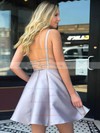 A-line V-neck Short/Mini Satin Pockets Prom Dresses #PDS020106997